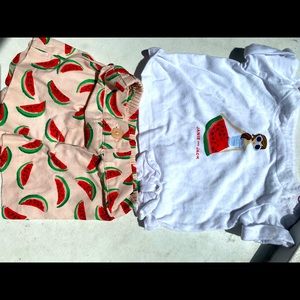 Janie and Jack watermelon shorts and t shirt